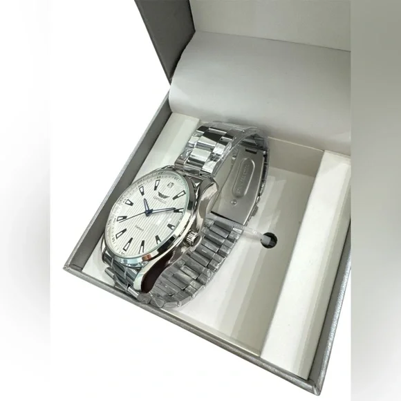 Gianello genuine Diamond Arco round silver link men watch new